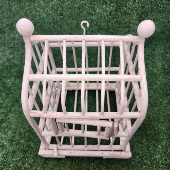 Vintage Handmade Decorative Hanging Wooden Bird Cage 12" x 8.25" - Picture 6 of 6